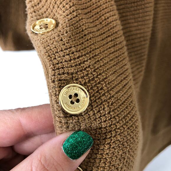 Michael Kors Brown Knit Sweater Tunic 2X Plus Button Side Hem Minimalist - Picture 7 of 11